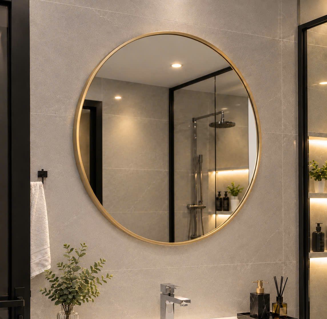 Gương Tròn khung viền nhôm - Kích thước D60