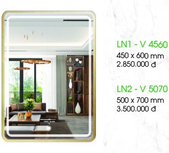 Gương đèn LED chữ nhật khung viền nhôm