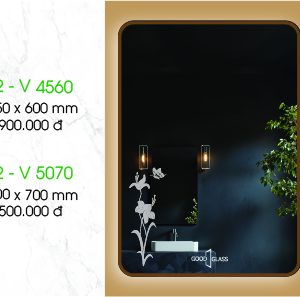 Gương đèn LED chữ nhật - Hoa văn
