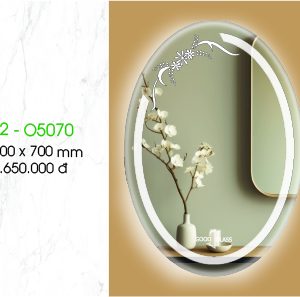 Gương đèn LED Oval - Hoa văn 02 - Kích thước 50x70