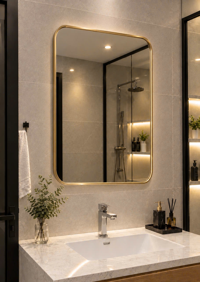 Gương chữ nhật khung viền nhôm - Kích thước 50x70cm - Ảnh 2