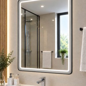 Gương đèn LED chữ nhật khung viền nhôm